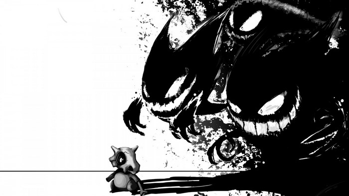 Cubone facing Haunter and Gengar from Pokemon