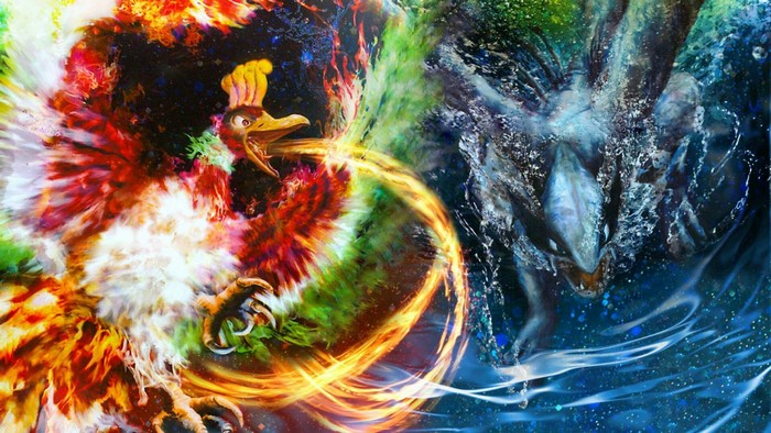Ho-Oh and Lugia from Pokemon