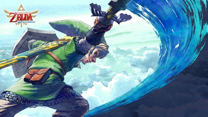 Link from The Legend of Zelda: Skyward Sword swings his sword
