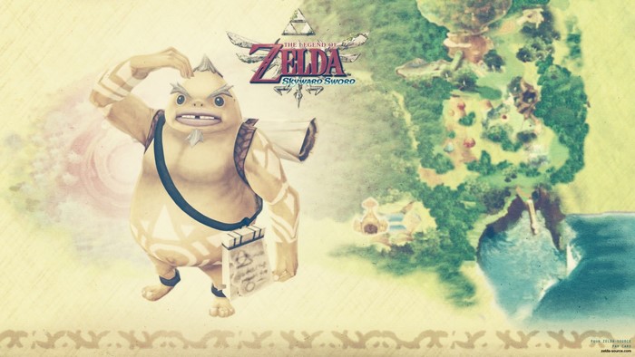 The Legend of Zelda: Skyward Sword character and map illustration