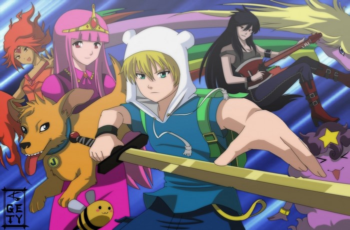Adventure Time Characters in Dynamic Action Pose
