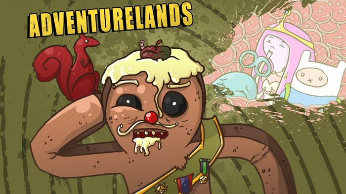 Adventure Time characters with a gingerbread man