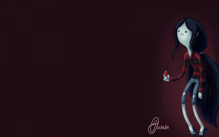 Marceline the Vampire Queen from Adventure Time holding a strawberry