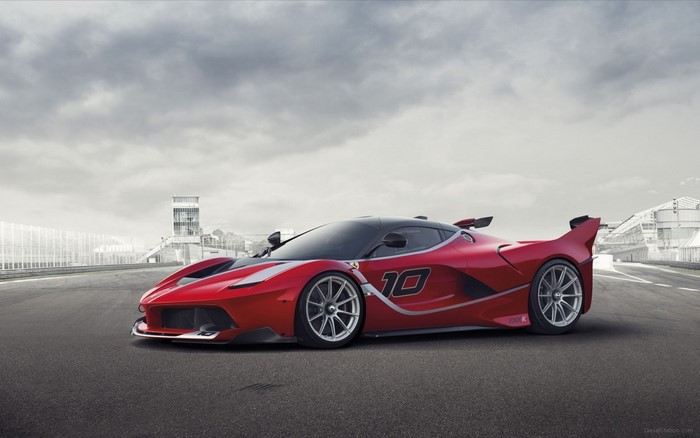 Red Ferrari FXX K race car on a track