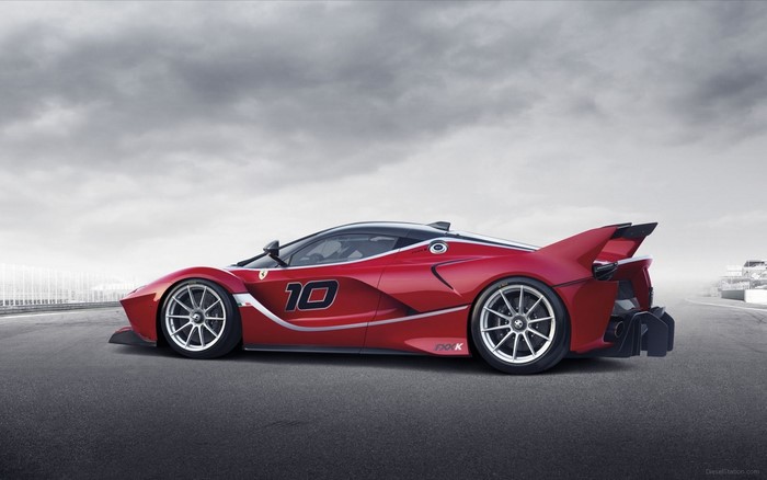 Red Ferrari FXX K race car with number 10