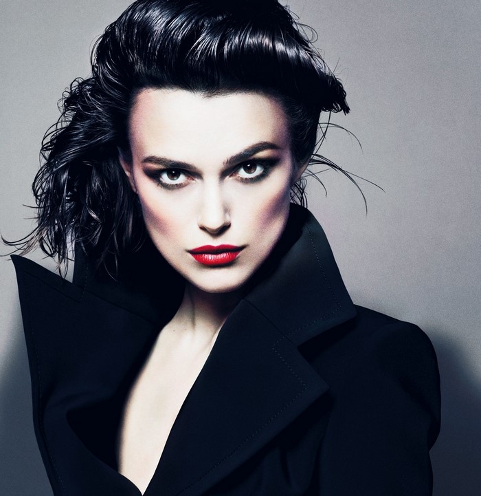 Keira Knightley in a black coat