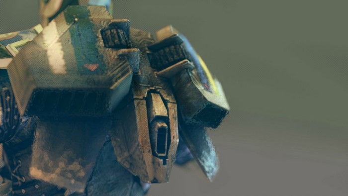 Close up of a mecha from Planetside 2