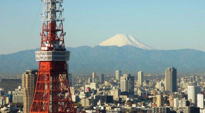 Tokyo Tower and Mount Fuji cityscape