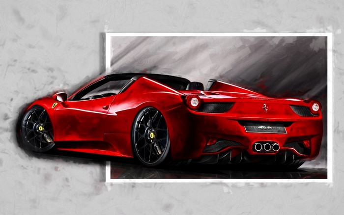 Red Ferrari 458 Italia Convertible Sports Car