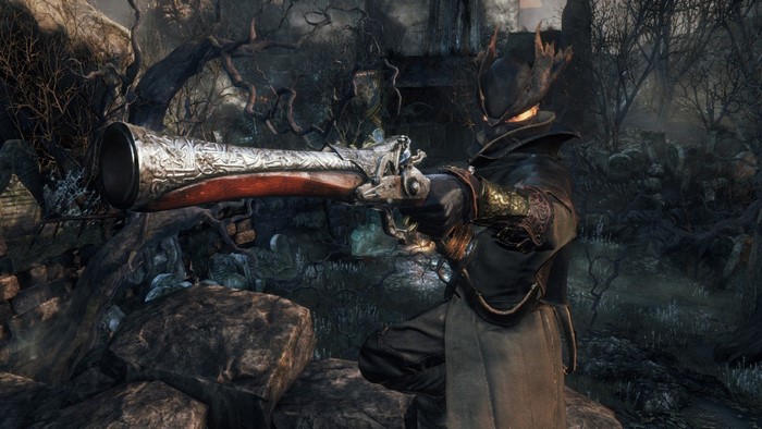 Hunter with a gun in Bloodborne