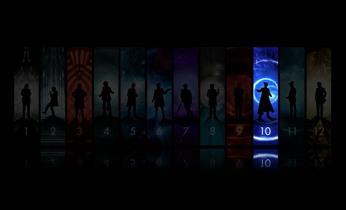 Doctor Who silhouettes numbered 1-12