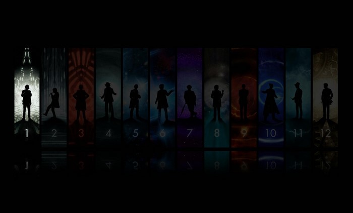Doctor Who silhouettes numbered 1-12