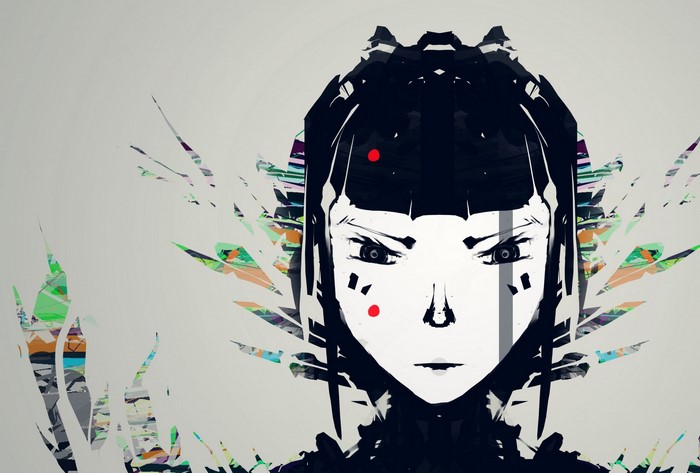 Anime style portrait of a character with red dots on face