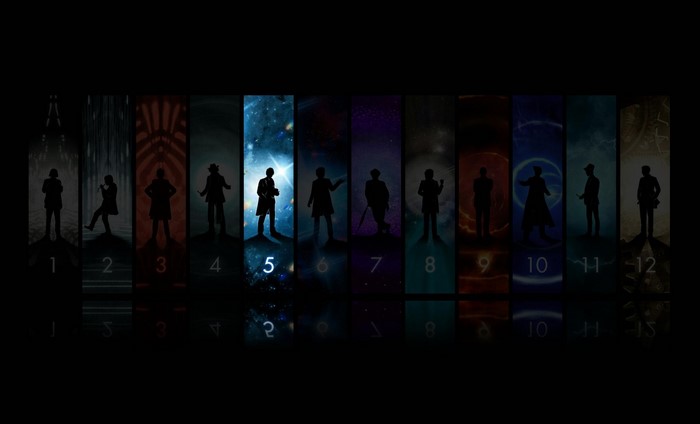 Doctor Who silhouettes numbered 1-12