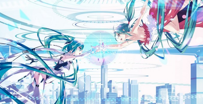 Hatsune Miku and Rin Kagamine from Vocaloid