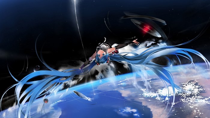 Hatsune Miku in Space above Earth