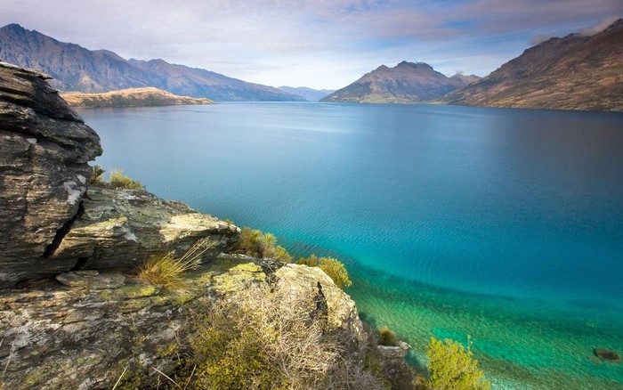 Tranquil Mountain Lake with Rocky Shore