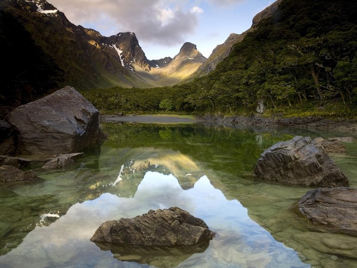 Serene Mountain Lake with Reflective Waters