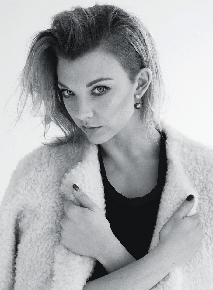Natalie Dormer in a fluffy coat