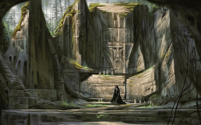 Ancient stone ruins in a forest, The Elder Scrolls V Skyrim