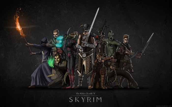 The Elder Scrolls V Skyrim characters illustration