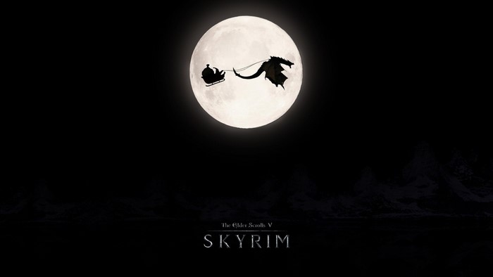 The Elder Scrolls V Skyrim Dragon and Sleigh Silhouette
