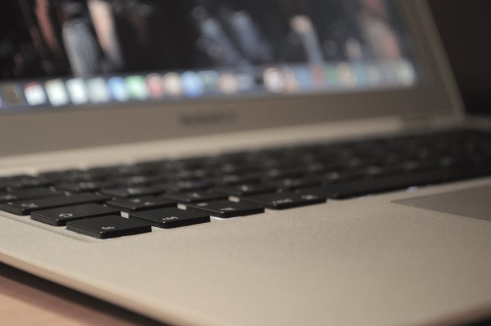 Close-up of a MacBook Air laptop keyboard