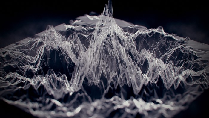 Abstract monochrome mountain range with light effects