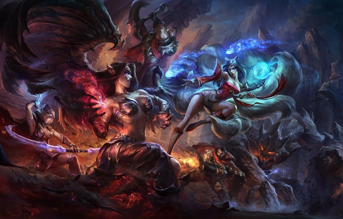 League of Legends characters in a battle scene