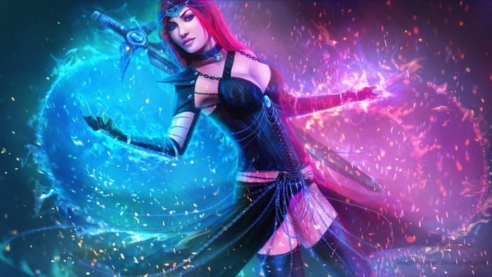 Katarina from League of Legends casting spells