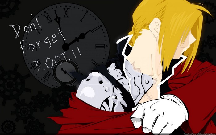 Edward Elric from Full Metal Alchemist with a clock