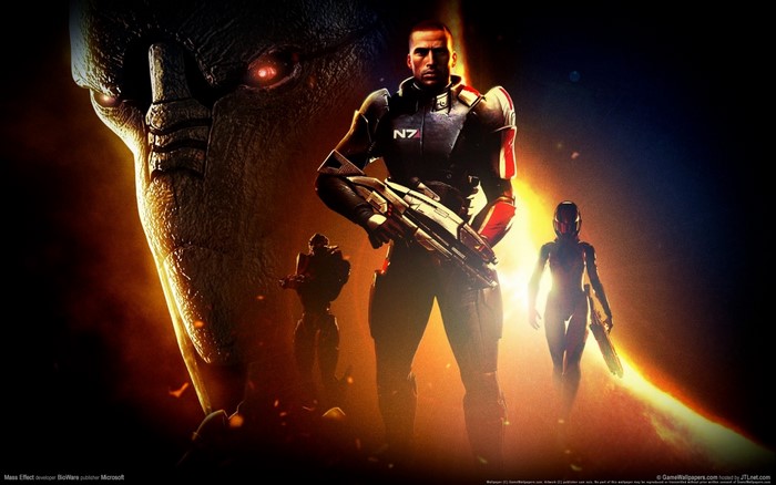 Commander Shepard and allies from Mass Effect