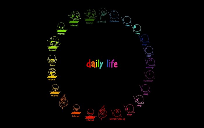 Daily life icons arranged in a circle