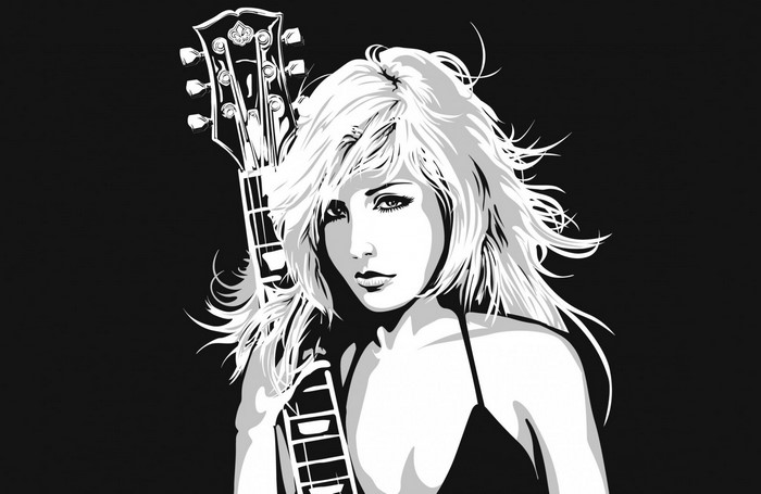 Woman with guitar illustration