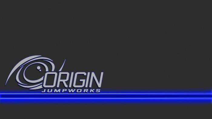 Origin Jumpworks logo with blue line