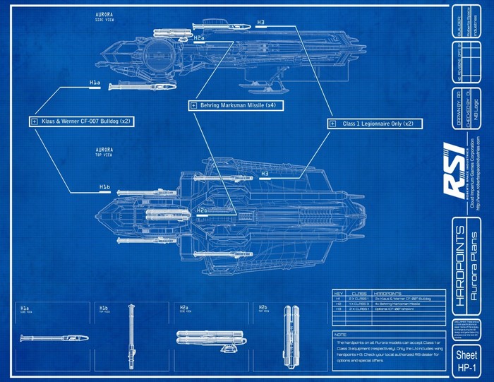Aurora LN Star Citizen Ship Blueprint Schematic