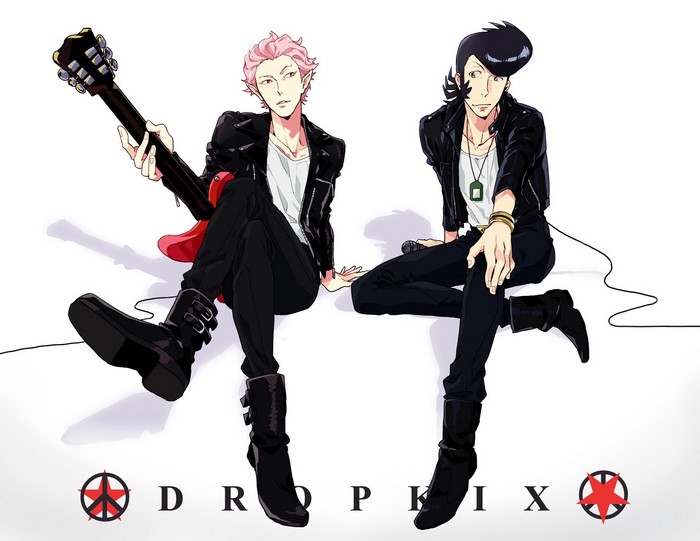 Musicians with guitar and microphone from Space Dandy