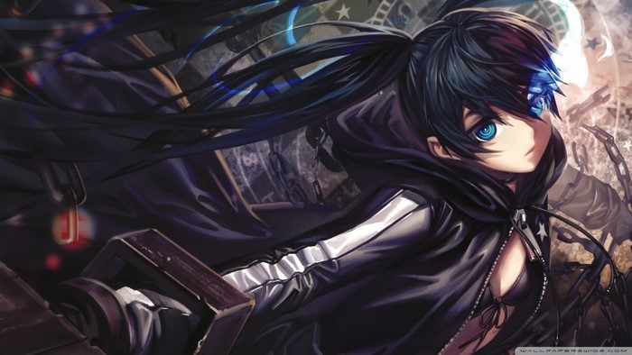 Black Rock Shooter anime girl with blue eyes