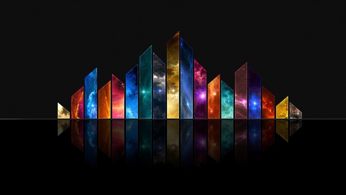 Abstract colorful glass shards with reflections