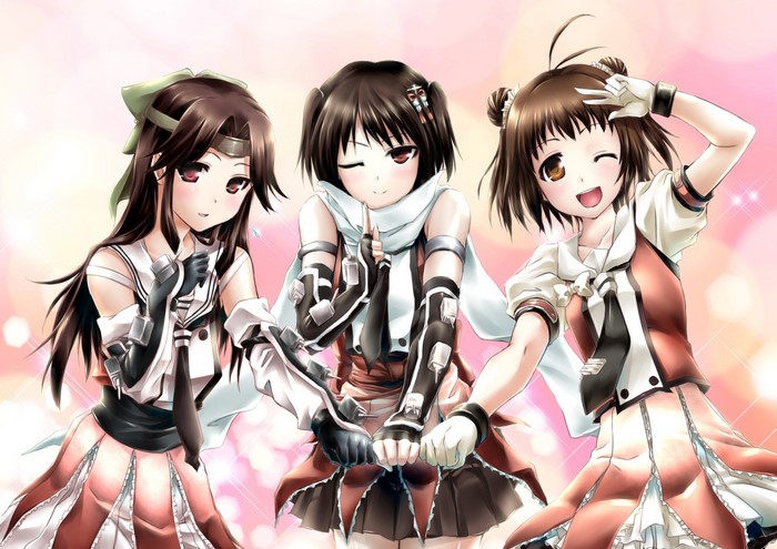 Three anime girls from Kantai Collection
