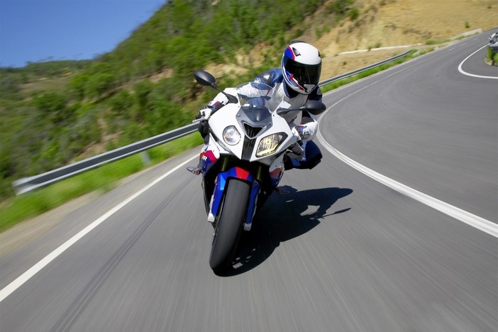 BMW S1000RR motorcycle on a winding road