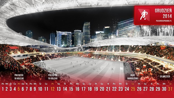 December 2014 Football Calendar at a Stadium