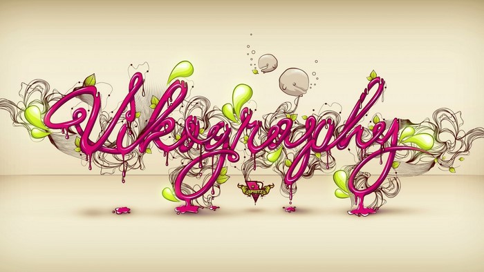 Pink and green graffiti-style typography with floral elements