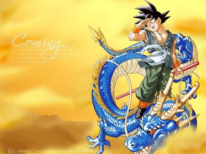 Son Goku with Blue Dragon in Dragon Ball Z