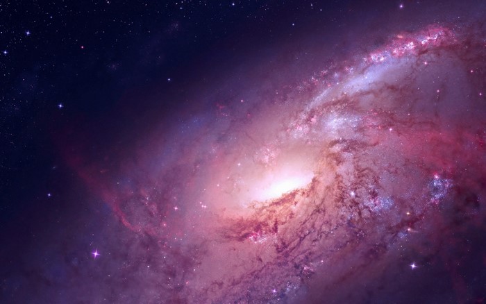 Spiral galaxy in deep space with stars