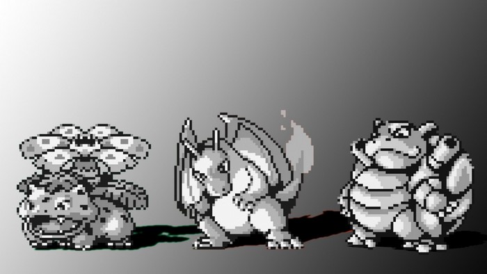 Venusaur, Charizard, and Blastoise from Pokemon