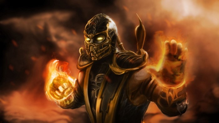 Scorpion from Mortal Kombat with flames