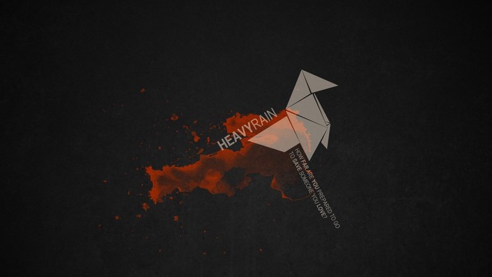 Heavy Rain origami bird with blood splatter