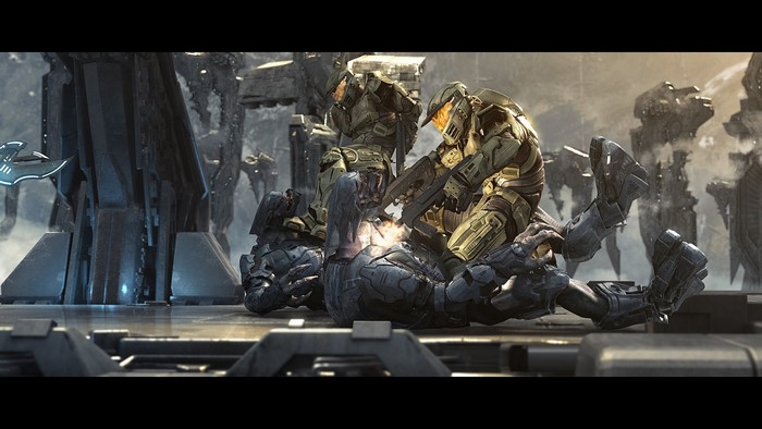 Master Chief and Elite from Halo in battle