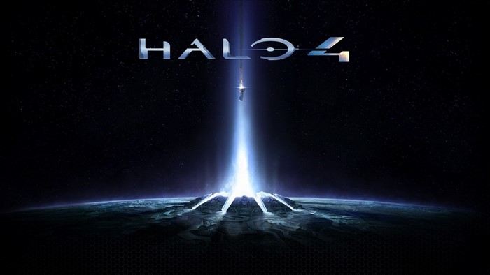 Halo 4 logo in space with a planet